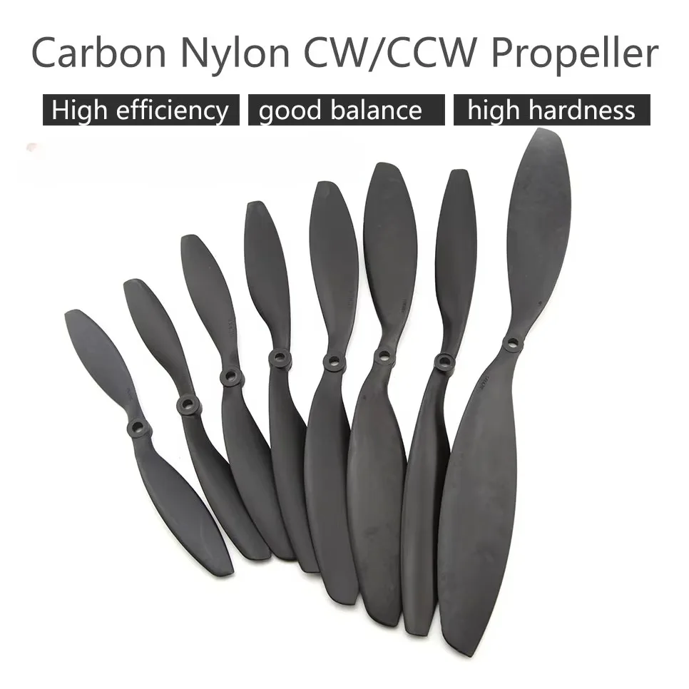 Gemfan Carbon Nylon 2-Blade Propeller (CW+CCW) - 7038 / 8038 / 8045 / 9047 / 1038 / 1045 / 1050 / 1147 / 1245