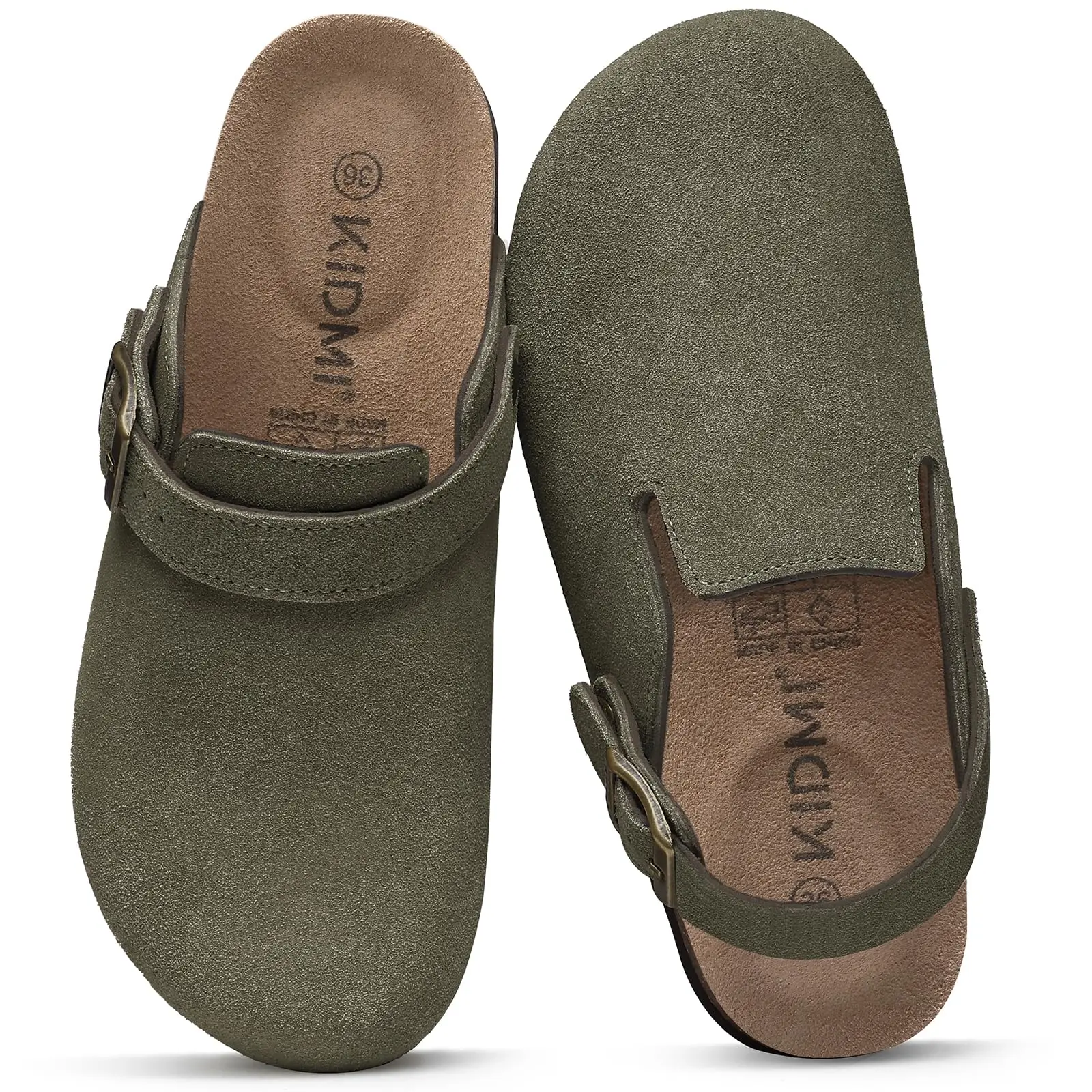 Crestar Women Cow Suede Clogs Cork Footbed Leather Mules Lady Outdoor Comfort Arch Support Potato Shoes With Adjustable Strap image 4