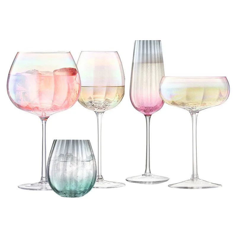 Pearl rainbow wine glass champagne  cocktail imported red wine glass gift girl heart cup