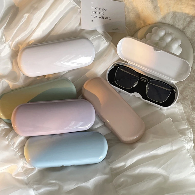 Tragbare cremefarbene Brillenetui, niedliche Sonnenbrille, Myopie, Brillen-Aufbewahrungsbox, Reise, Student, einfache Sonnenbrillen-Box, Aufbewahrungsbox