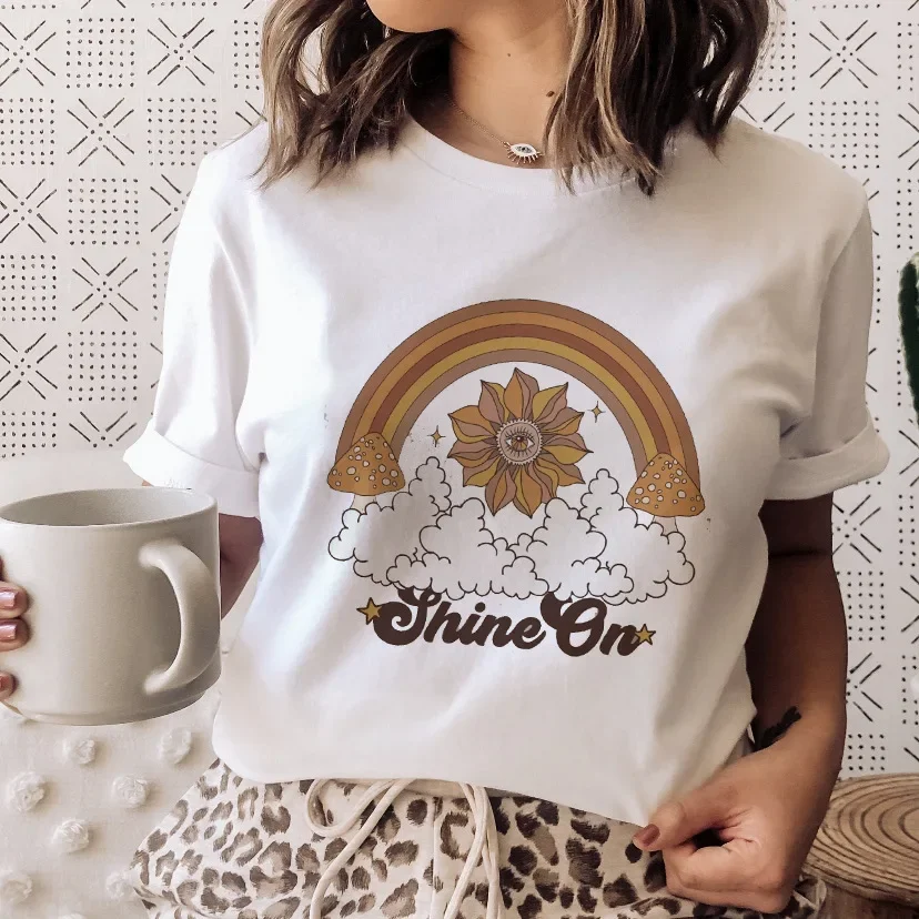 Can Print Frog Mushroom Short Sleeve Printed Women's T-shirt Harajuku Top European and American Fashion Tops