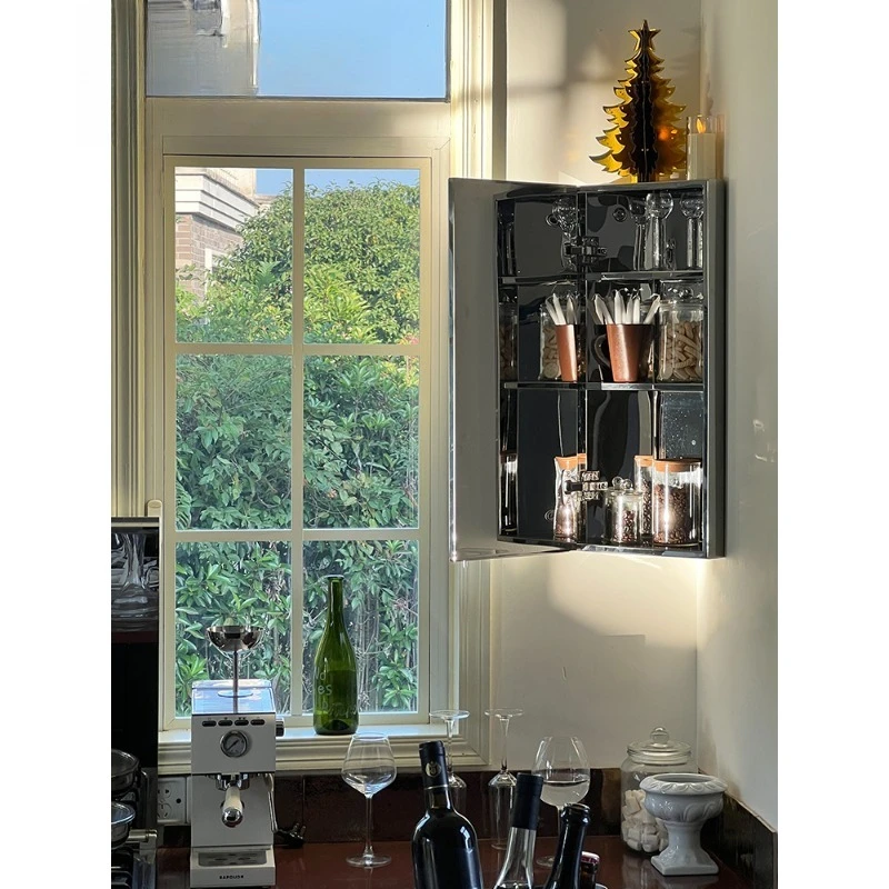 Simple bathroom frameless mirror storage cabinet 304 mirror stainless steel wall cabinet corner storage