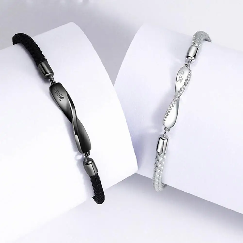 Spiral Pattern Bracelets Mobius Ring Charm Bracelets for Couples Luxury Silver Color Forever Love Rope Bracelet Set Fine Spiral