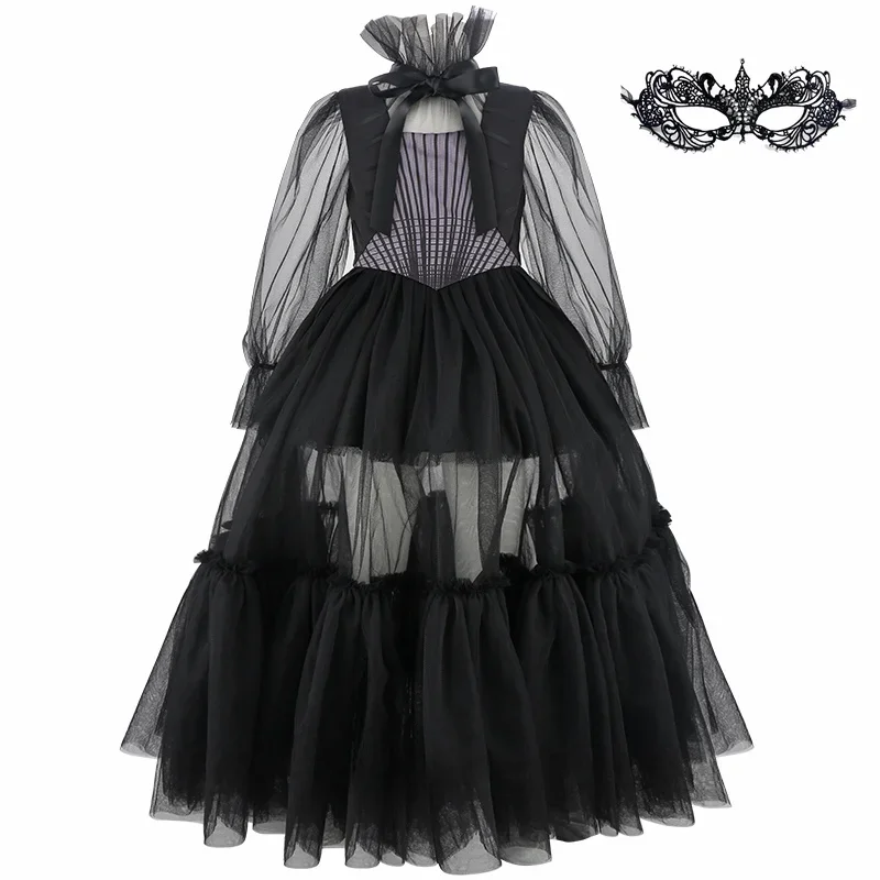فساتين طويلة أنيقة على الطراز القوطي الأسود للفتيات لحفلات العائلة والهالوين كوسبلاي كرنفال حتى كرة التخرج للفتيات فستان الأميرة للحفلات