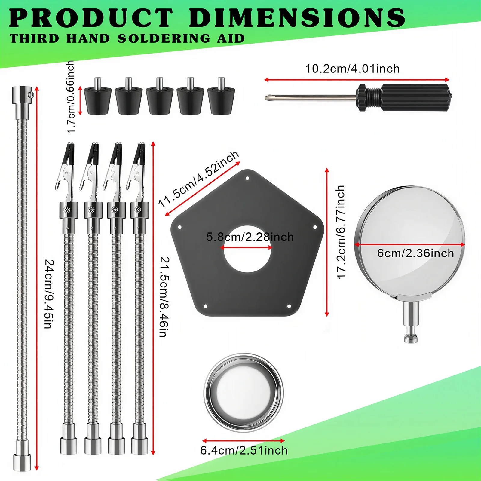 Third Hand Soldering Aid Magnifying Glass Work Stand Flexible Alligator Clamp Holder for Electronics Repair Model Craft Assembly