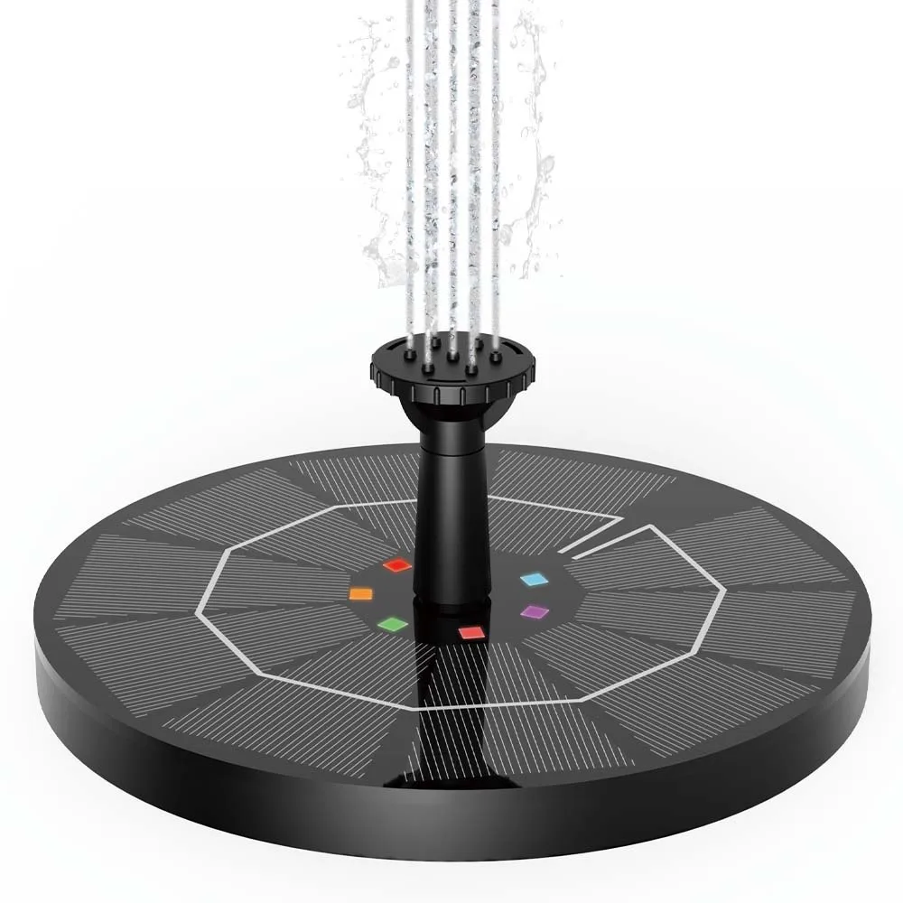 

2.2W Solar Fountain Pump Lift 80CM Solar Powered Floating Fountain Pump with 6 Nozzles&Color LED Light for Water Feature Outdoor