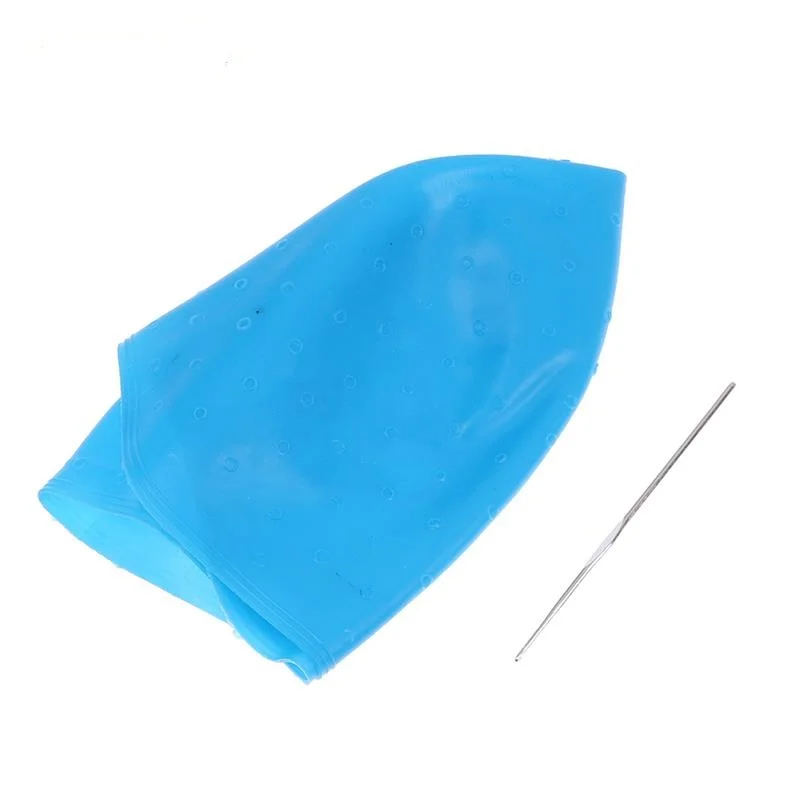 Blue Silicone Hair Highlights Cap With Needle Coloring Cap Hat Styling Tools