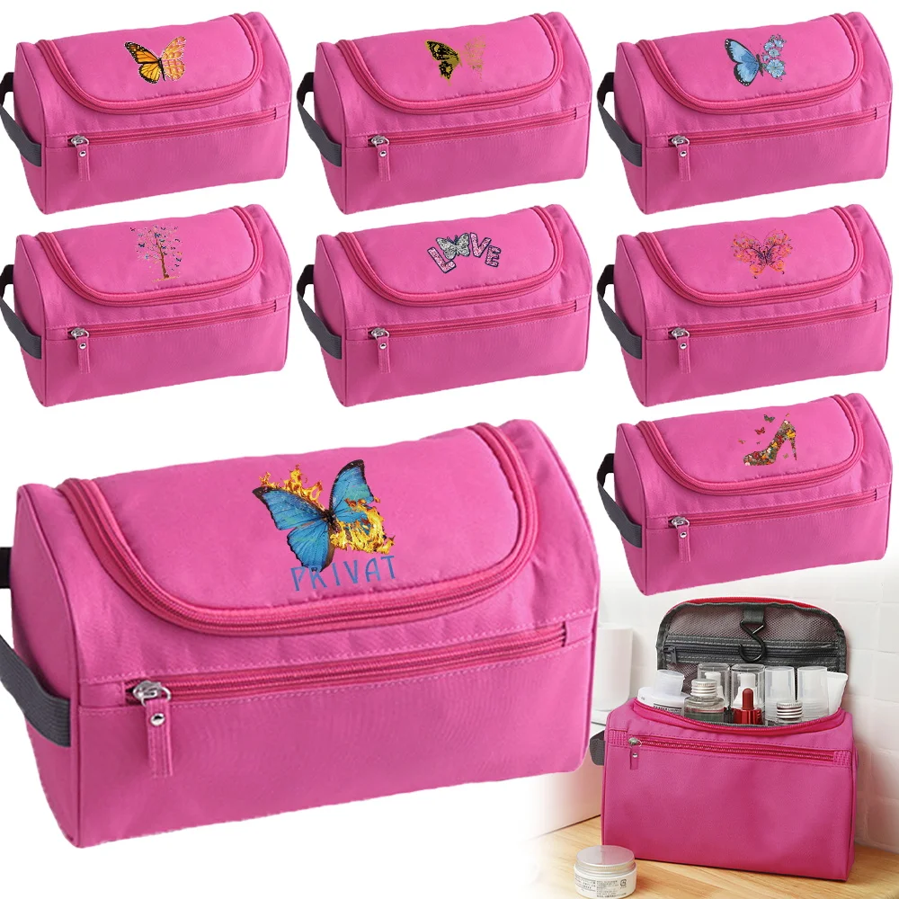 

2023 Business Portable Storage Bag Toiletries Organizer Women Butterfly Print Travel Cosmetic Bag Hanging Waterproof Wash Pouch