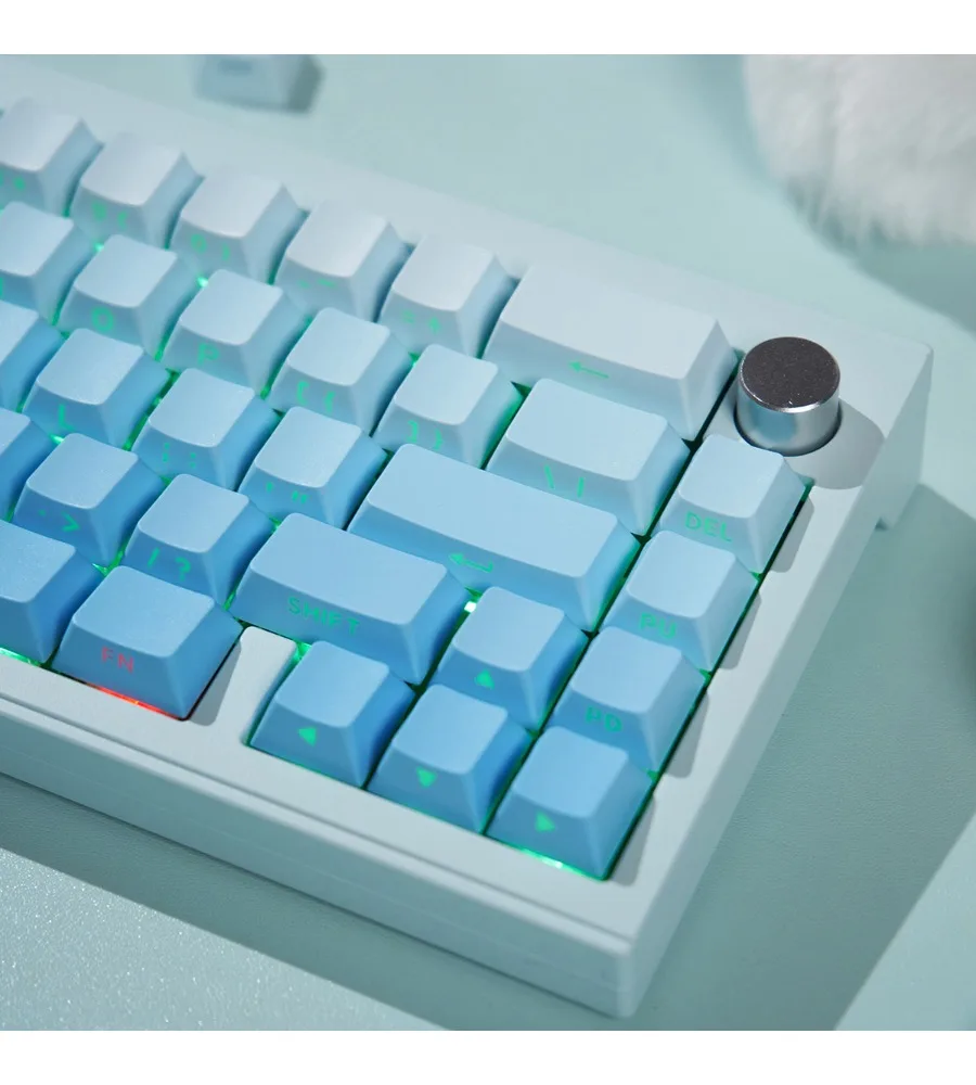 Gradually change the blue side light-transmitting mechanical keyboard keycap PBT two-color injection molding original height