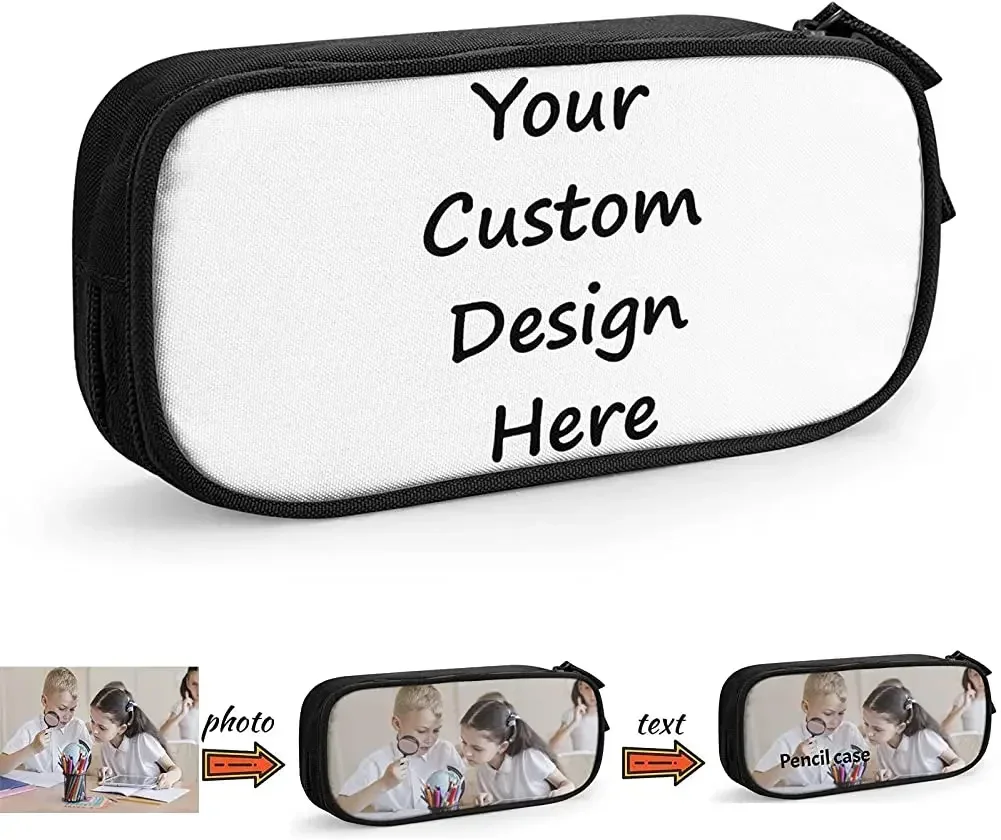 Custom Your Design School Pencil Cases Boys Girls Big Capacity Customized Logo Printed Pencil Bag Pouch Students Stationery