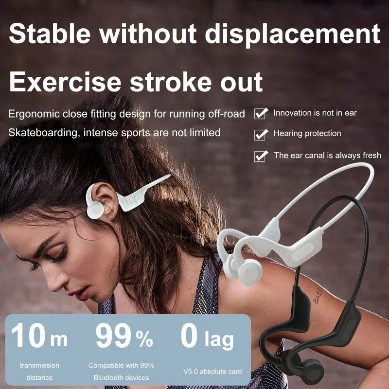 【Fast Ship】VG02 Bone Conduction Wireless Bluetooth Earphone TWS IPX5 Waterproof Gaming Earbuds Sports Headphones with Mic Headse