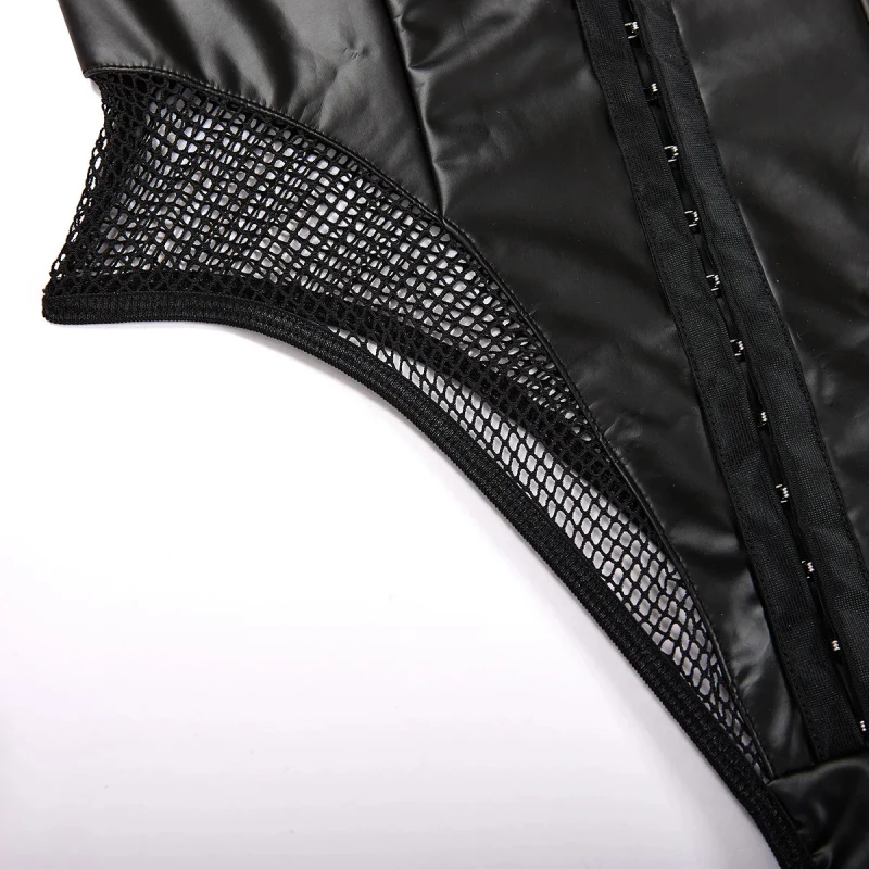 BikiniPULeather Bodysuit Lingerie Sexy Shapewear com Treinador de Cintura