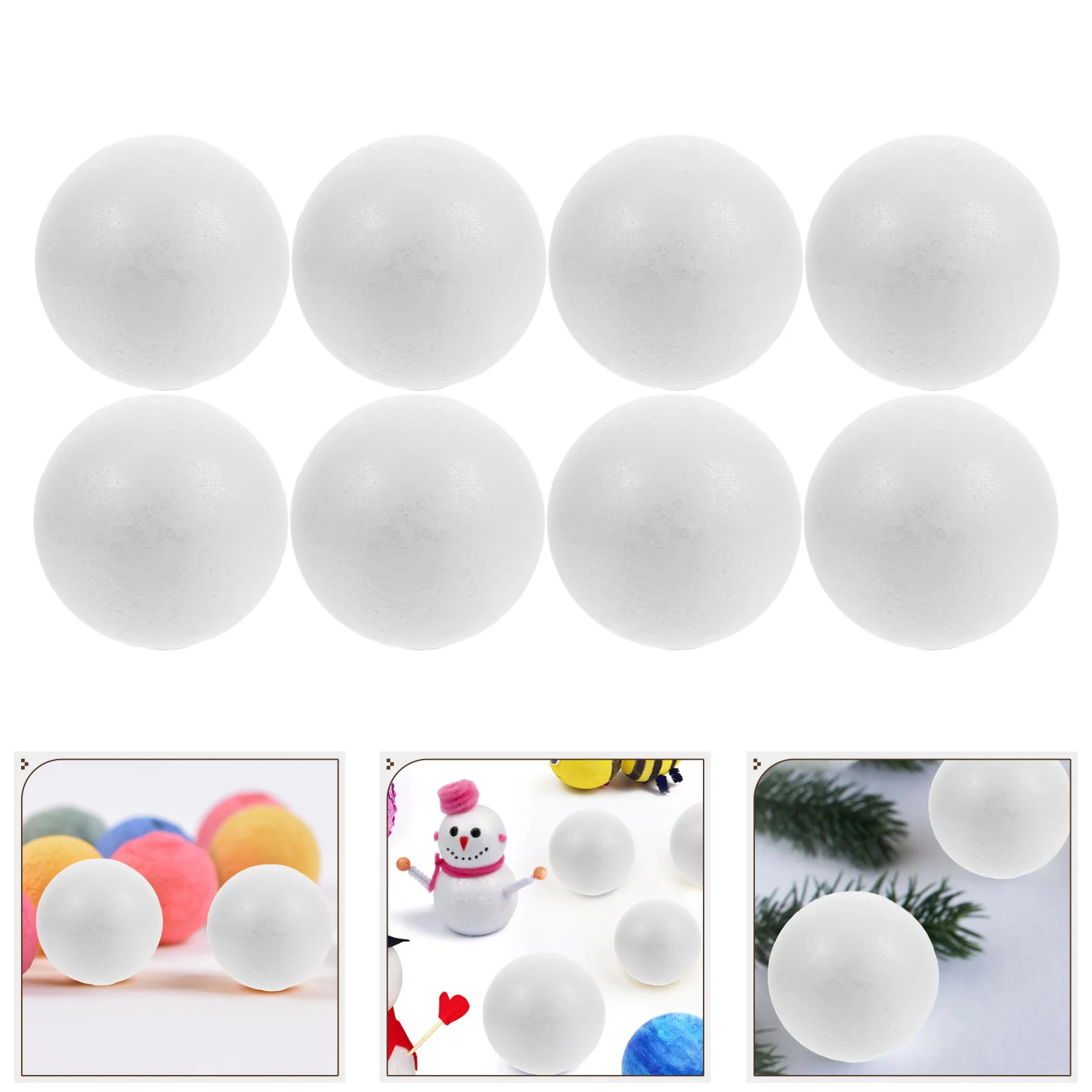 15Pcs 8cm Modeling Craft Solid Polystyrene Balls Round Spheres Wedding Decoration DIY Stuff(White) white balls