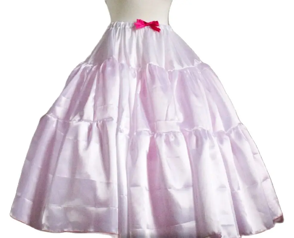 New Sissy Adult Hot Pink Satin Extended Skirt Lined Maid Dress Custom