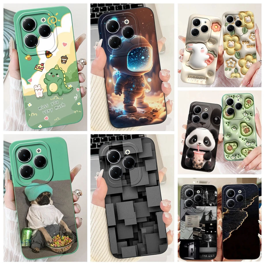 For Infinix Hot 40 40i Hot 40 Pro Phone Case X6836 X6837 Cute Soft Liquid Silicone Shockproof Bumper Cover Soft Funda Sofu Touth