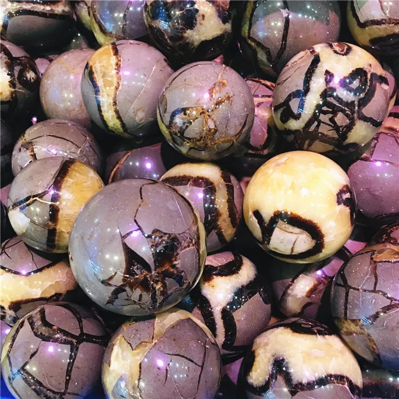 Natural septarian sphere septarium Natural Dragon Stone Septarium Fossil Crystal Sphere Ball Healing