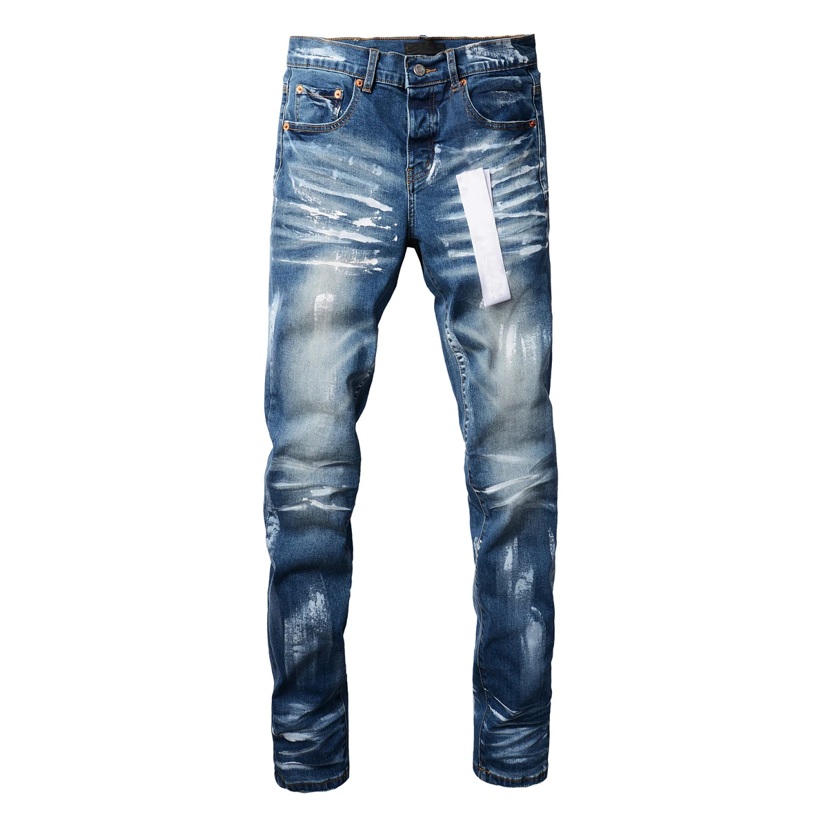 Fashion Purples Jeans Men denim brands distressed slim fitting color blue paint Fashion brand Repair Low Rise Skinny Denim pants