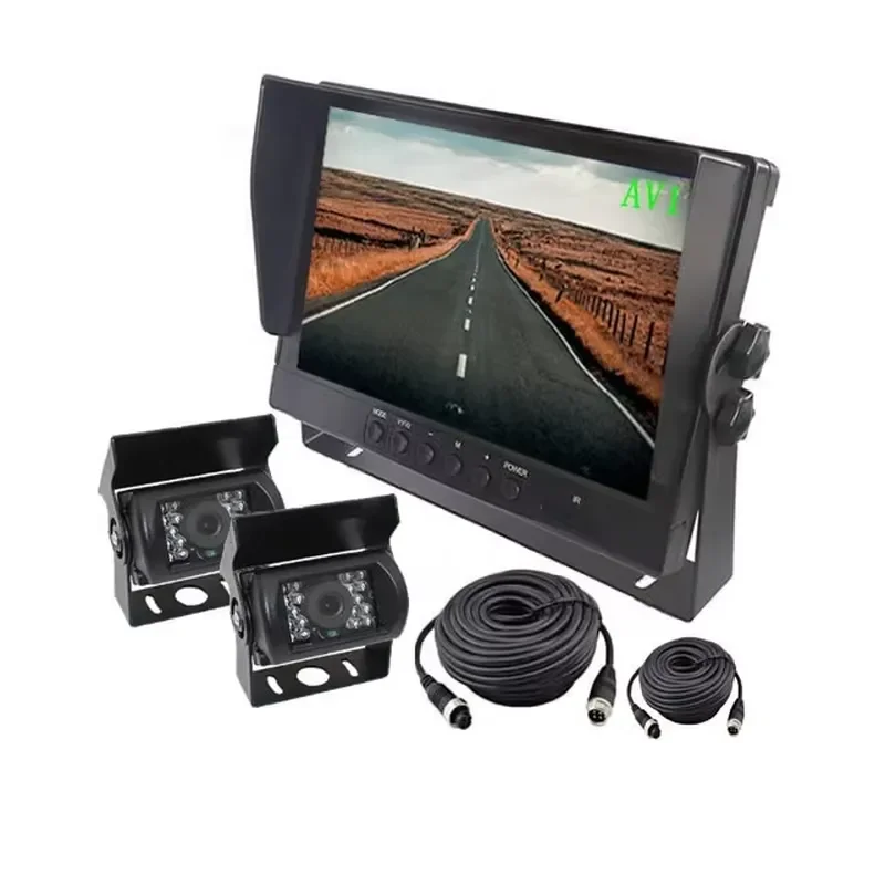 LCD 9 Inch Universal Rearview Mirror for Car Sun Visor with Waterproof Night Vision Front and Backup Cameras Set