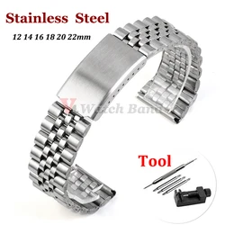 Stainless Steel Watch Band for Seiko 22mm 20mm 18mm 16mm 14mm 12mm Metal Bracelet Adjust Buckle Men Women Universal Watch Strap