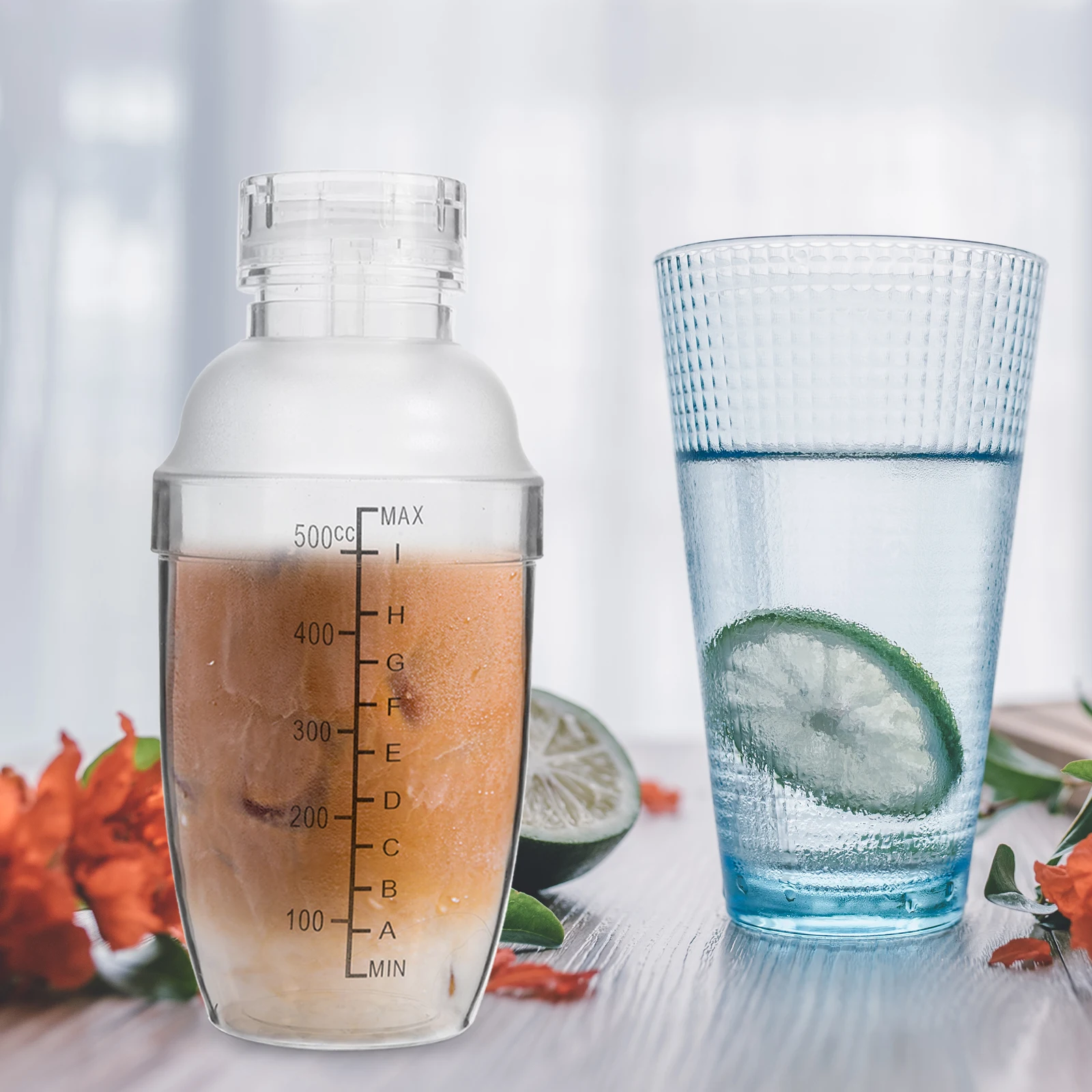 

Cocktail Shaker Thick Clear Plastic Hand Shaker Bar Wine Milk Tea Mixing Beverage Cup Cocktail Making Cup Cold Drink Mixing Cup,