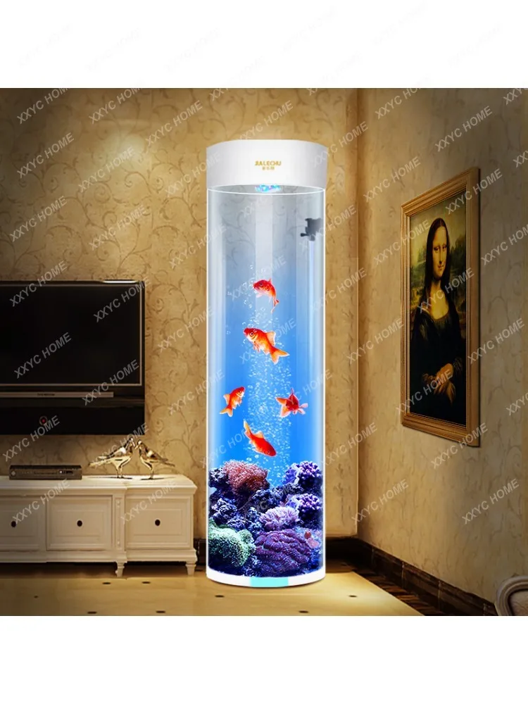 Cylindrical Fish Tank Vertical Fish Globe Acrylic Change Water Ecological Aquarium