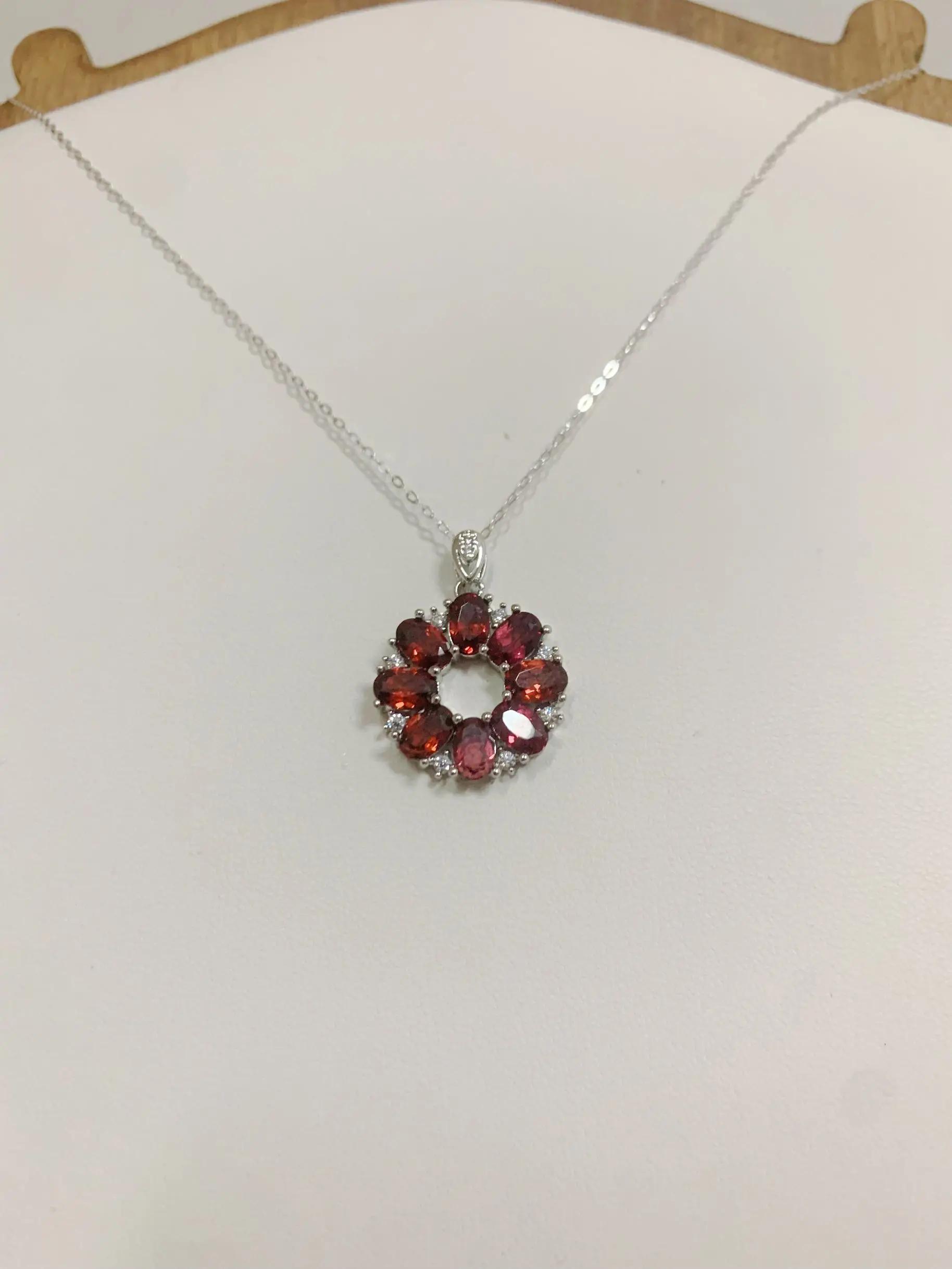 ZECAA grenat rouge bijoux fins femme pendentif grenat rouge avec pierre précieuse grenat rouge naturel 4*6mm pour femme pendentif grenat rouge