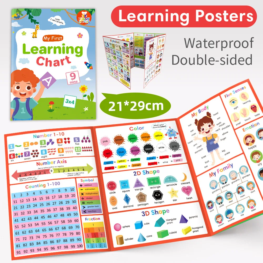Educational Teaching Aids, 1 Book My First Learning Chart and Phonics Vocabulary Building Poster Set, Homeschool Study Activity