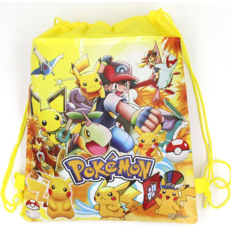 New Pokemon Pikachu Children nonwoven Fabric Travel Bag Cartoon Storage Clothes Shoe Bag Cotton Drawstring Bag Portable Backpack