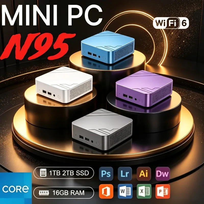 Pocket Mini Max Small Computer PC Intel Core N95 16GB RAM 1/2TB SSD WIFI6 BT5.2 4K Desktop PC Gaming Computer