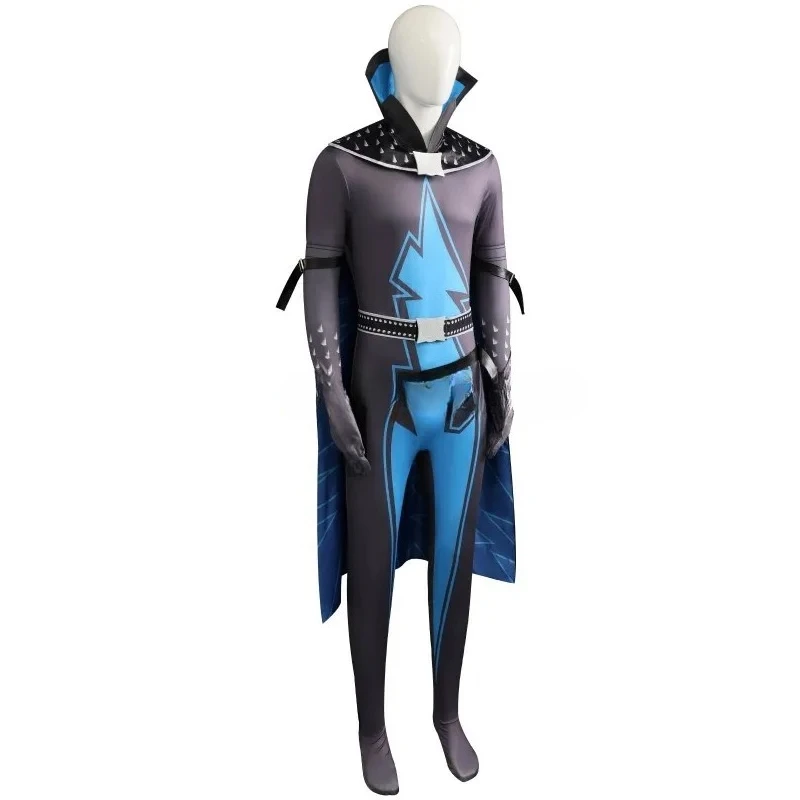 Halloween Megamind Cosplay Jumpsuit And Cloak The Doom Syndicate Megamind's Costumes Carnival Party Superhero Tight Clothing2025