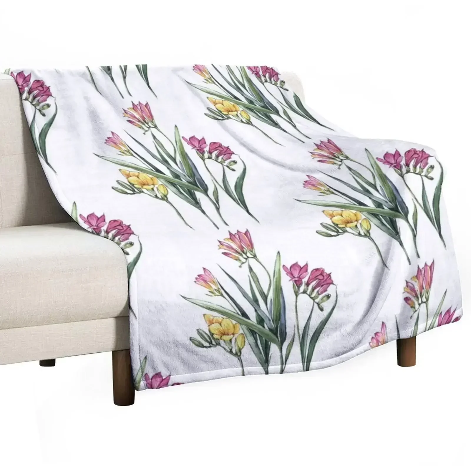 freesias Throw Blanket Beach blankets ands Picnic Soft Plaid Blankets