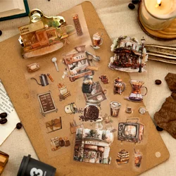 6Sheets/pack Vintage Coffee Scrapbooking Stickers Retro Coffee Waterproof Stickers for Planner Phone Case Scrapbook Junk Journal