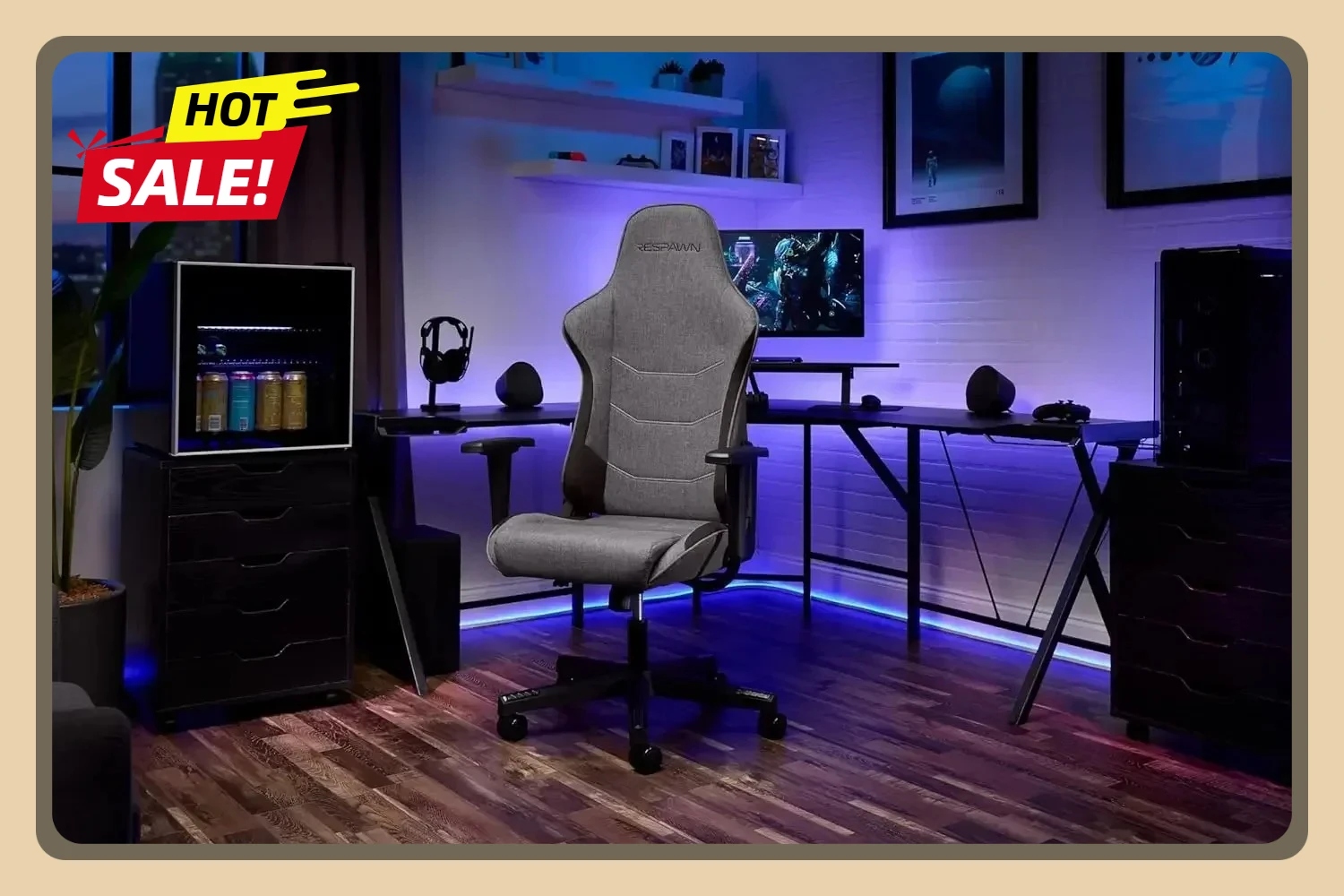

110 Gaming Chair - Ergonomic Gaming Chairs Gamer Chair, Office Chair with Integrated Headrest PC Computer Chair, Grey Fabric