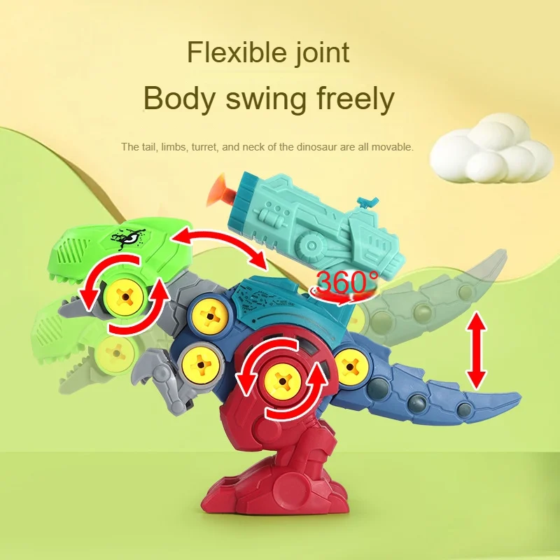 1pc six dinosaur firing guns optional new firing guns disassemble Dino eggs children diy educational toys assemble Gimmick