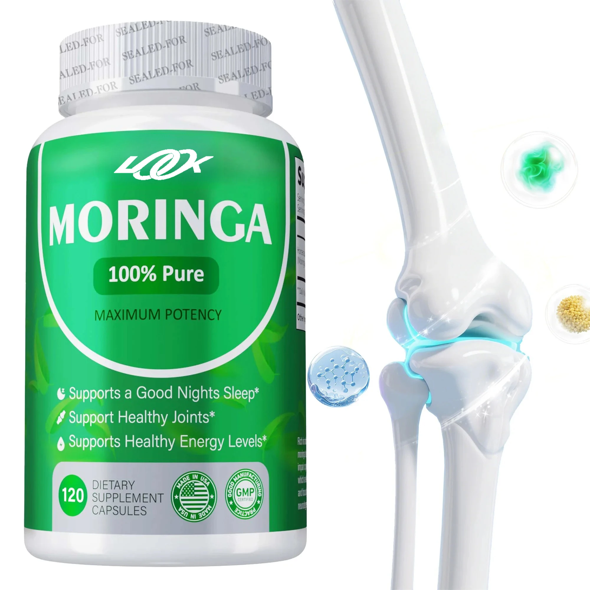 Moringa Capsules - Boosts Metabolism, Supports Repair of Damaged Cells, Improves Mood, Promote Bone,Immune, Joint Health