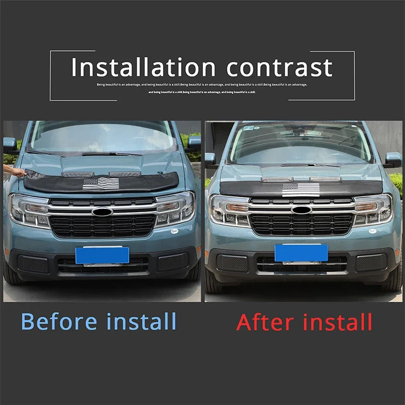 For Ford Maverick 2022+ Car Hood Sand and Stone Deflector Protection Cover Leather Exterior Modification Accessories