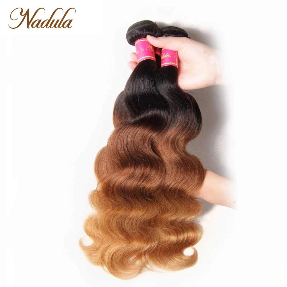 Nadula Hair Brazilian Body Wave Human Hair Bundles 1B-4-27 Ombre Remy Hair Weaves Body Wave Ombre Hair Bundles