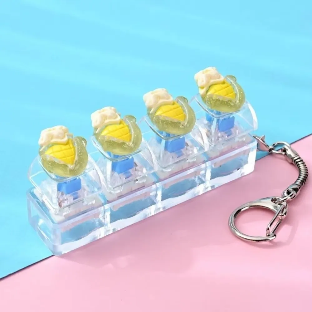 4 Key Anti-stress Pendant Finger Button Pass The Time Stress Relief Clicker Mechanical Mini Keyboard Pendant Bag Charms