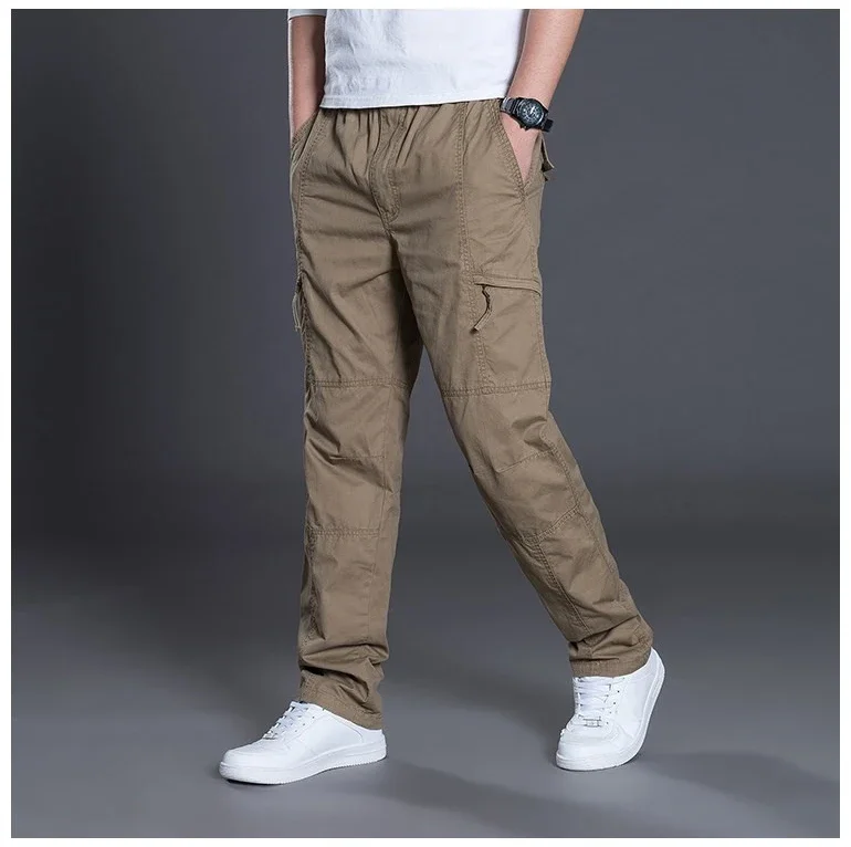 

Free shipping Autumn Men Pants Casual Cotton Long Pants safari style Homme Plus Size 4XL 5XL 6xl Flat Trousers for Men Clothing