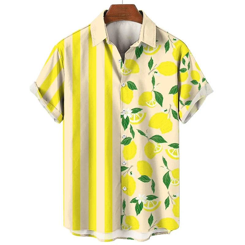 الرجال الفاكهة الموز الكرز ثلاثية الأبعاد المطبوعة قمصان الرسم ، بلوزة التلبيب هاواي ، رداء الشارع الشهير غير رسمي ، ملابس الموضة
