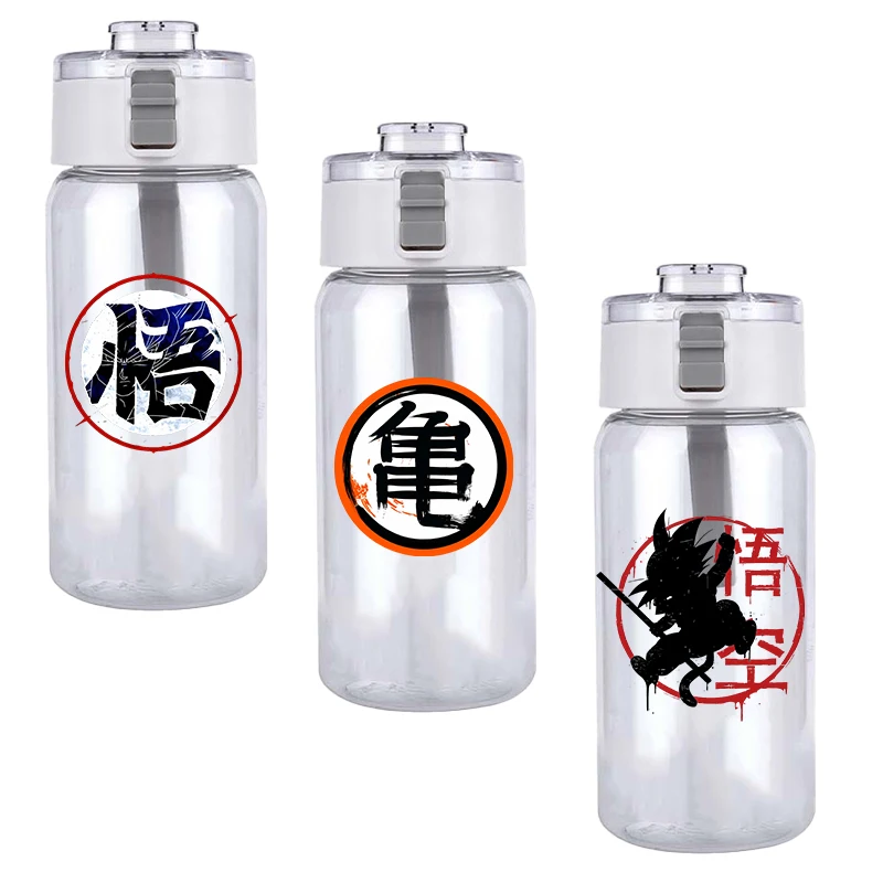 Dragon Ball GOKU Transparente Wasserflasche, tragbar, für Fitness, Reisen, durchsichtig, auslaufsicher, Trinkflaschen, Büro, modische Trinkbecher, Geschenk
