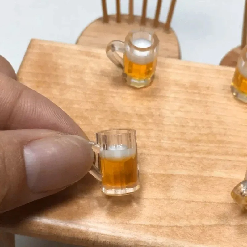 10 Pcs Simulation Beer Cups Dollhouse Mini Beer Mugs Glasses Resin Miniatures Cups Models Photo Props