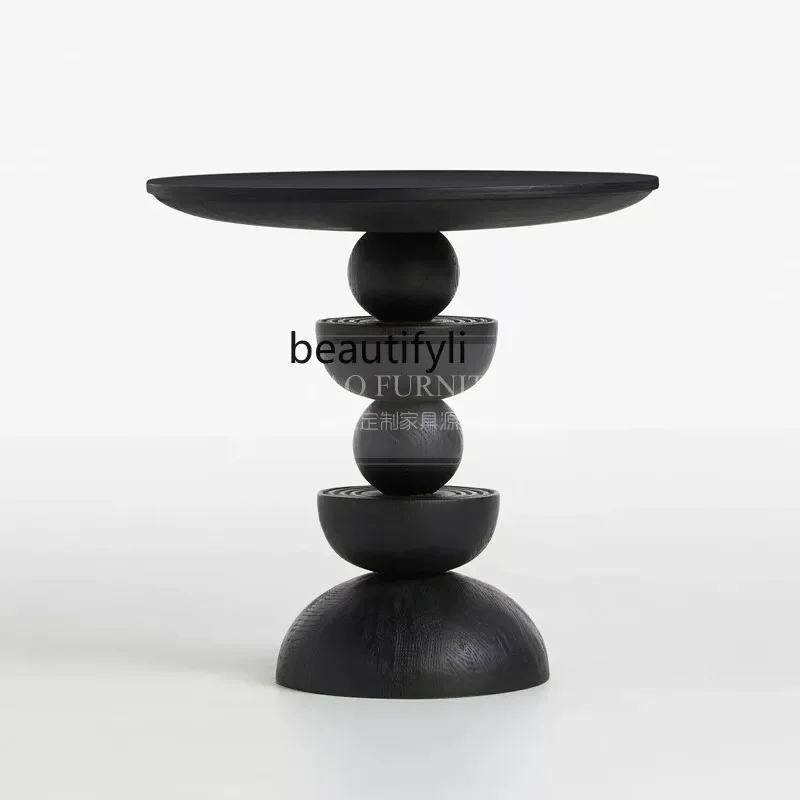 

ss8350 French solid wood modern simple ash wood round corner few design creative balcony small tea table