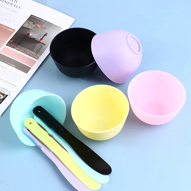 Colorful silicone mask bowl stick essential oil bowl facial skin care tool convenient cleaning long-lasting makeup portable