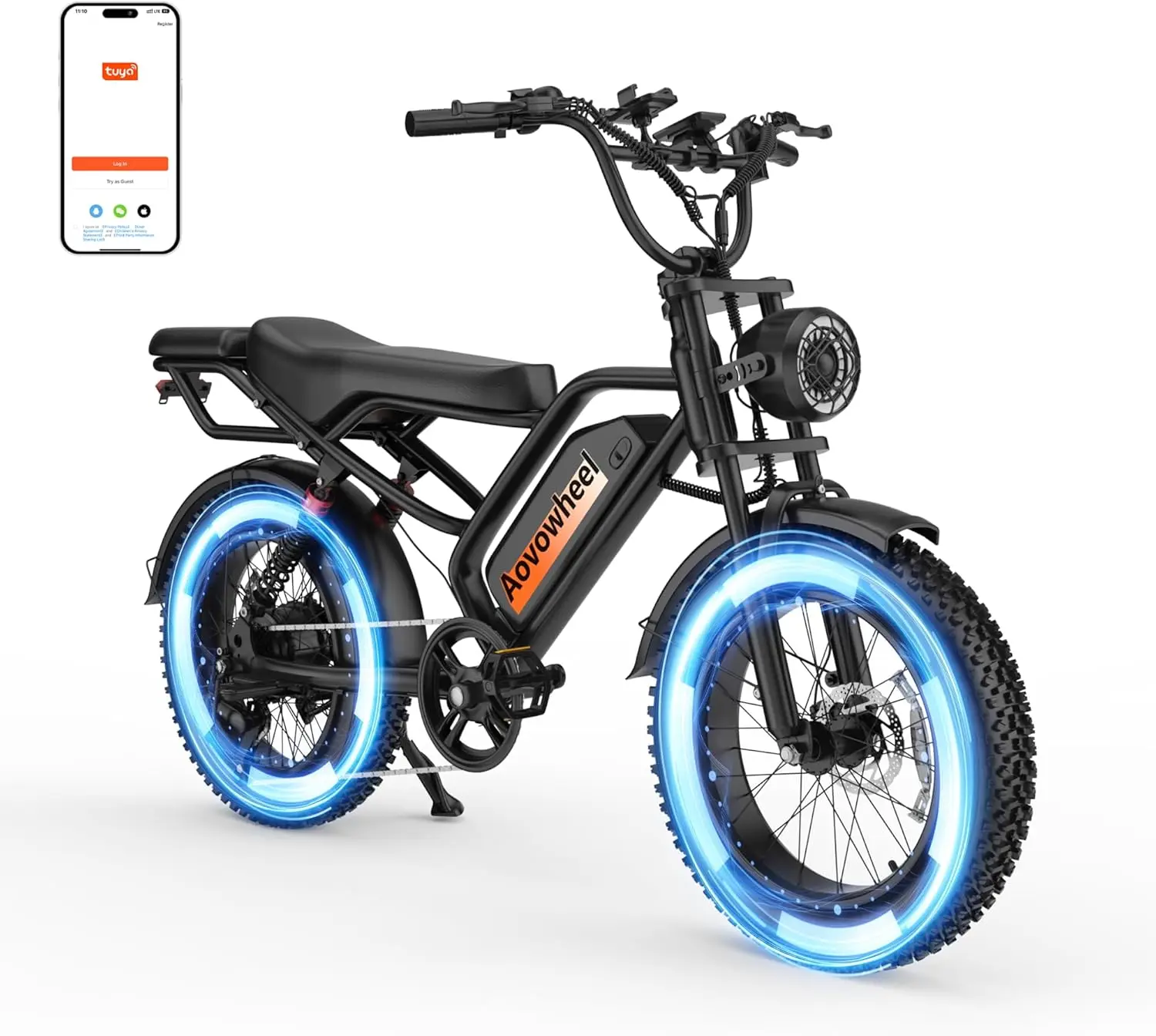 

20" Fat Tire Electric Dirt Bike with 48V 18Ah Battery 70 Miles Electric Motorcycle Ebikes 31MPH Top Speed Full Suspension