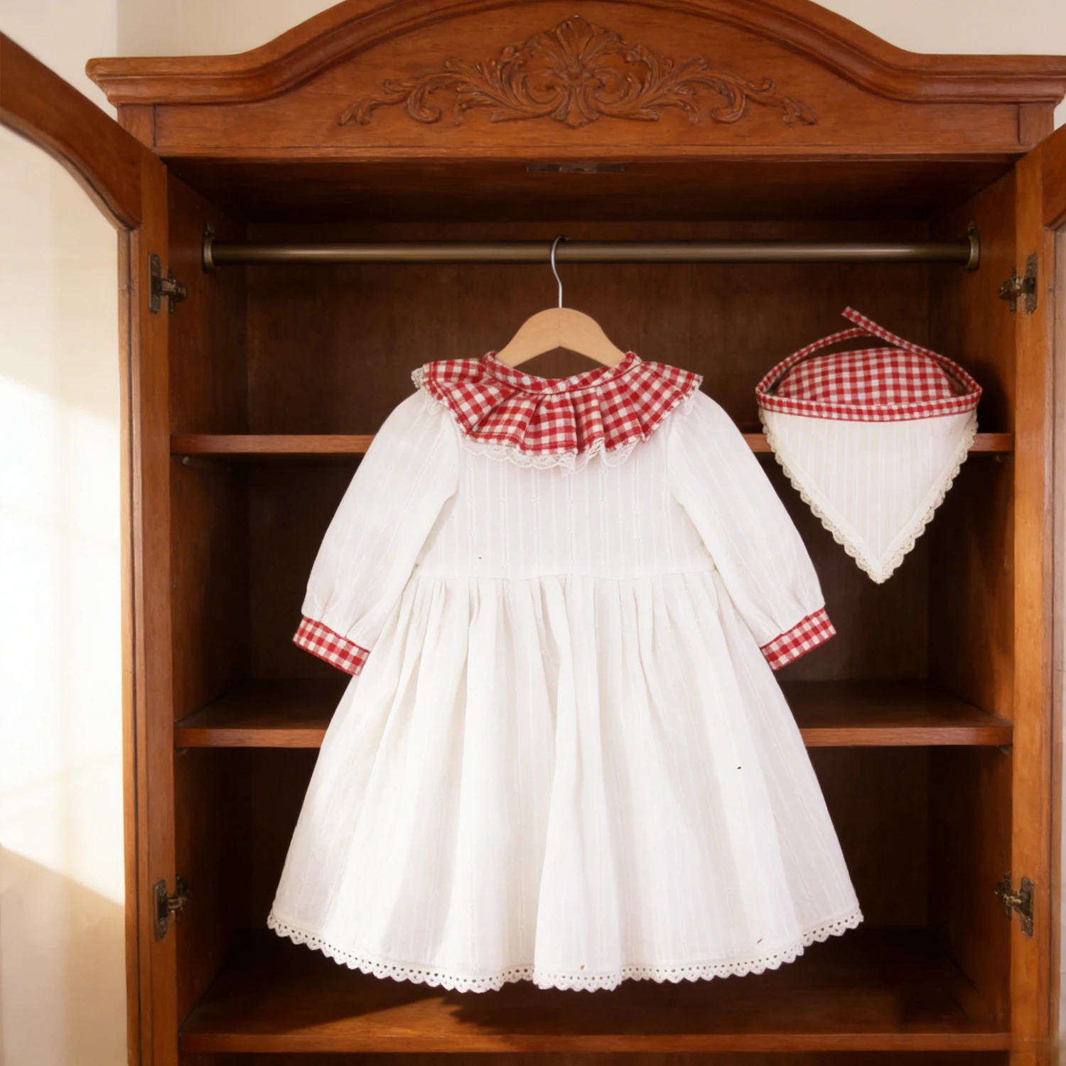 55CM Reborn Girl Doll Dress Set Colletto scozzese Abito in pizzo + Fascia per capelli Vestiti Outfit per 22 pollici Baby New Born Girl Dolls Toy Gift