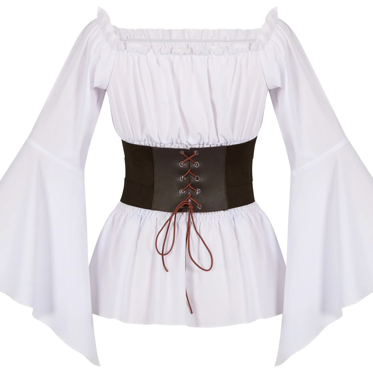 loween Medievale Rinascimentale Lungo Sve irt Vita Cinched Pirata Top Abbigliamento da Spettacolo Teatrale da Donna Mento Tradizionale...