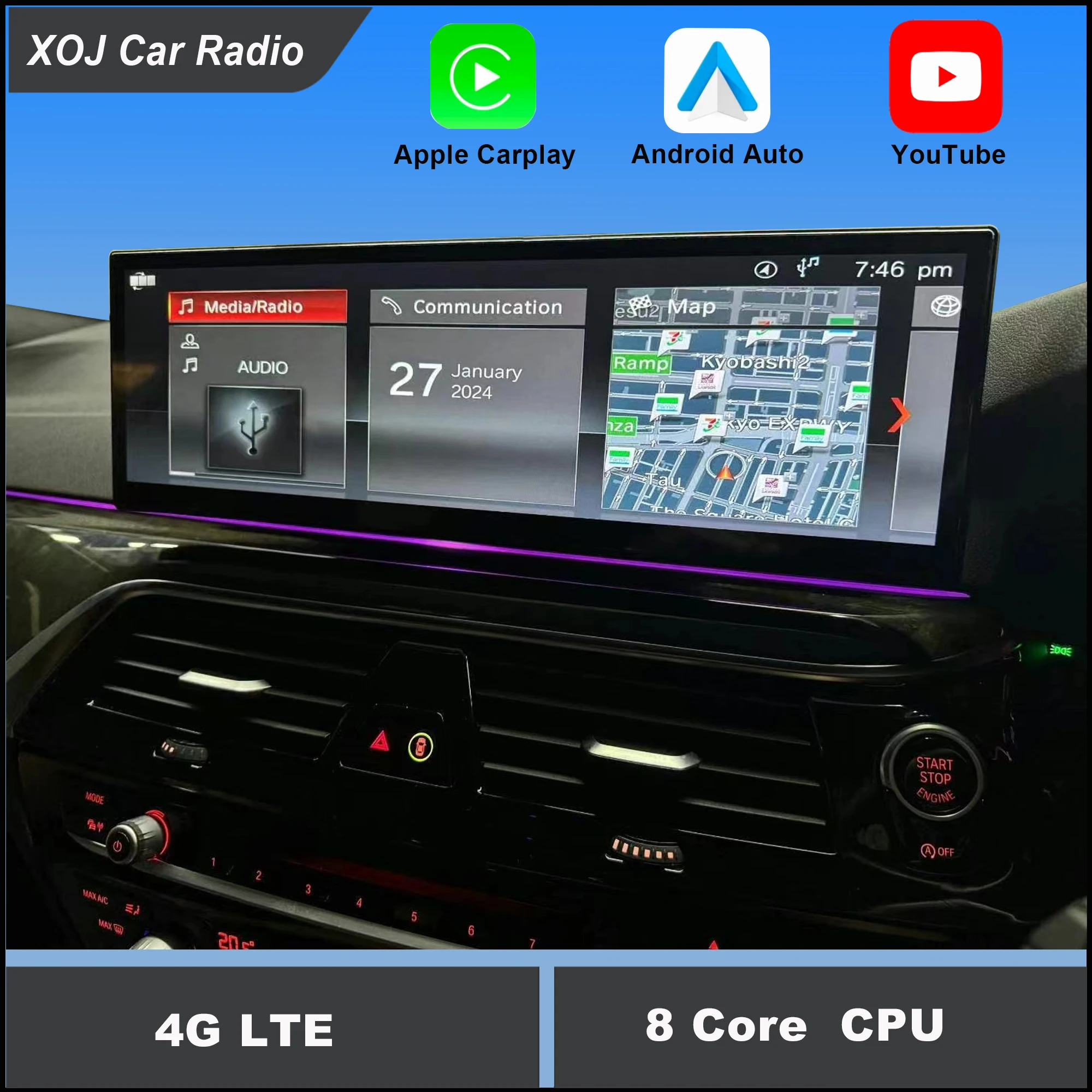 14,9-дюймовый HD сенсорный экран, автомобильный радиоприемник, мультимедиа для BMW 5 серии G30 G38 2018-2023, система EVO, GPS-навигатор, плеер Carplay