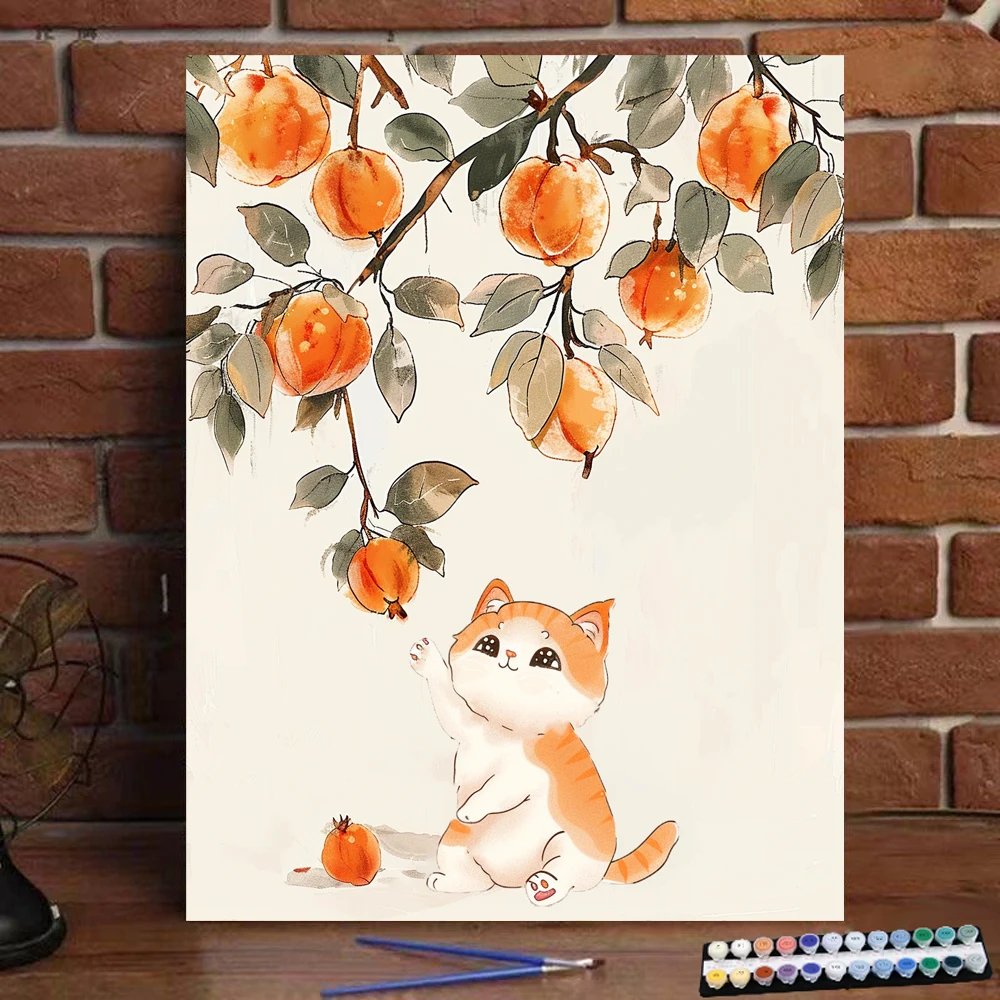 Painting by Numbers Orange Kitten Art Culture Digital Painting Handmade Adult Children Gift Wall Decoration Dig