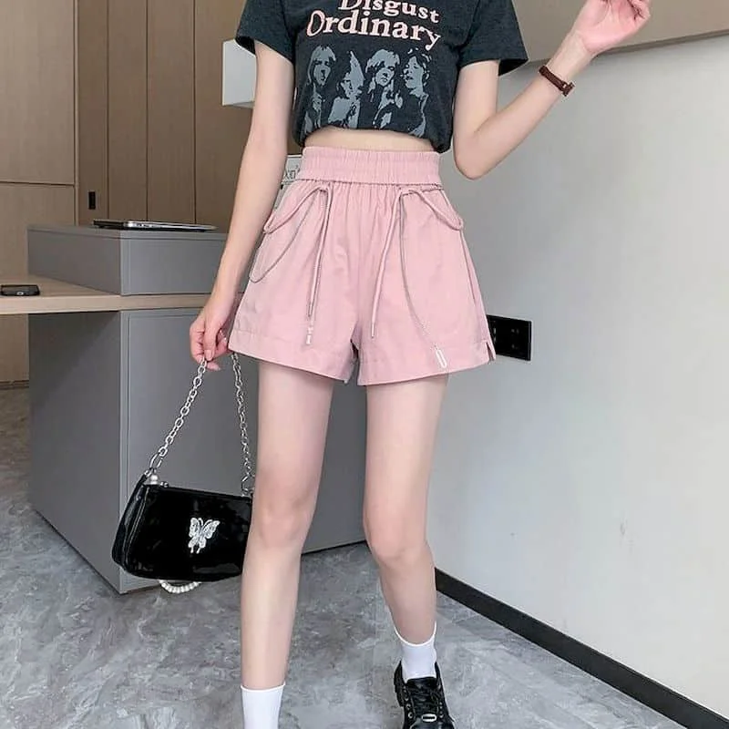 Basic A-Line Shorts Dames Zomer Sale Koreaanse Stijl Casual Hotpants Elastische Taille Met Trekkoord Ontwerp Joggingbroek Dameskleding